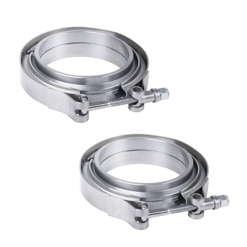 JDMSPEED New 3" V-Band Flange & Clamp Kit 2 Pcs Stainless Steel Replacement For Turbo Exhaust Downpipes (2) - Image 1